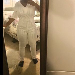 White Sparkle Sheer Jumpsuit